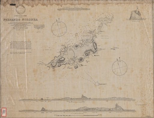Mapa da ilha de Fernando de Noronha, onde funcionou a partir da década de 1830 um presídio destinado aos fabricantes de moeda falsa, condenados a pena de galés.