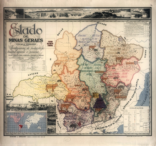 Cartograma da produção extrativa, agrícola e pecuária do estado de Minas Gerais, Secretaria da Agricultura do Estado de Minas Gerais, 1929
