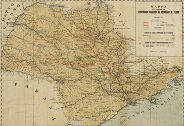 Mapa das linhas da Companhia Paulista de Estradas de Ferro, [1900]