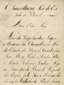 Capa do livro das primeiras leis, maio de 1808