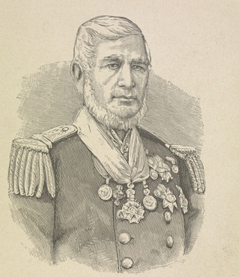 Gravura de Francisco Manoel Barroso da Silva (1804-1882), o almirante Barroso, primeiro e único barão do Amazonas por sua atuação na Batalha do Riachuelo, em 11 de junho de 1865.