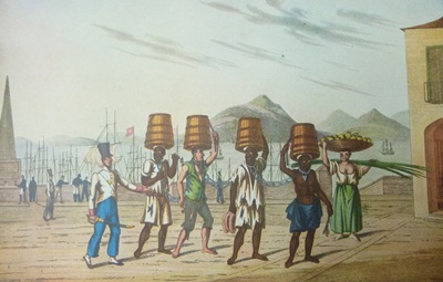 Na Corte, os escravos condenados a galés, ou trabalhos públicos forçados, eram utilizados, entre outros serviços, no transporte de água e alimentos para os demais prisioneiros.