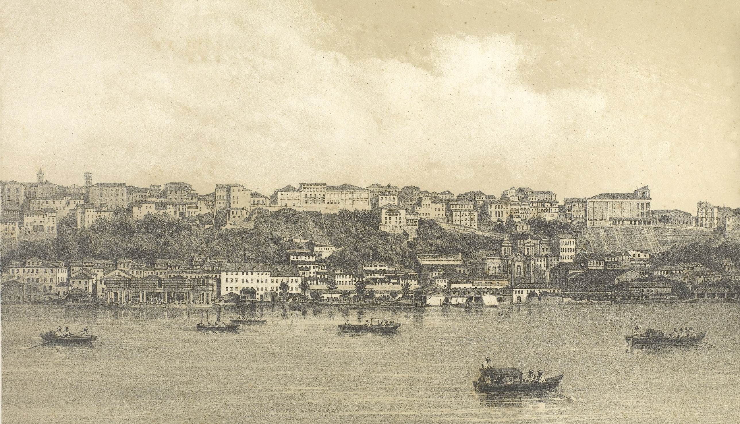 Vista da Bahia, litografia a partir de fotografia de Victor Frond (1821-1881)
