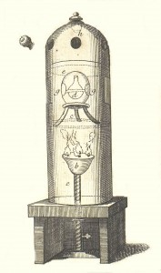 Instrumento de laboratório químico, em prancha incluída na Enciclopédia iluminista de Diderot e d’Alambert, publicada em Paris de 1751 a 1772 [detalhe]