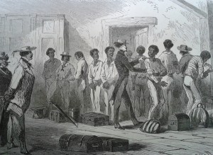 O pagamento dos comissários, no Pará, imagem incluída no livro Deux années au Brésil, de Auguste François Biard